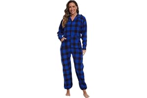XMASCOMING Women's & Men's Hooded Fleece Onesie One-Piece Pajamas
