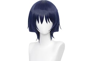 DAZCOS Scaramouche Cosplay Wig Short Straight Blue Bob Hair for Halloween (Blue)