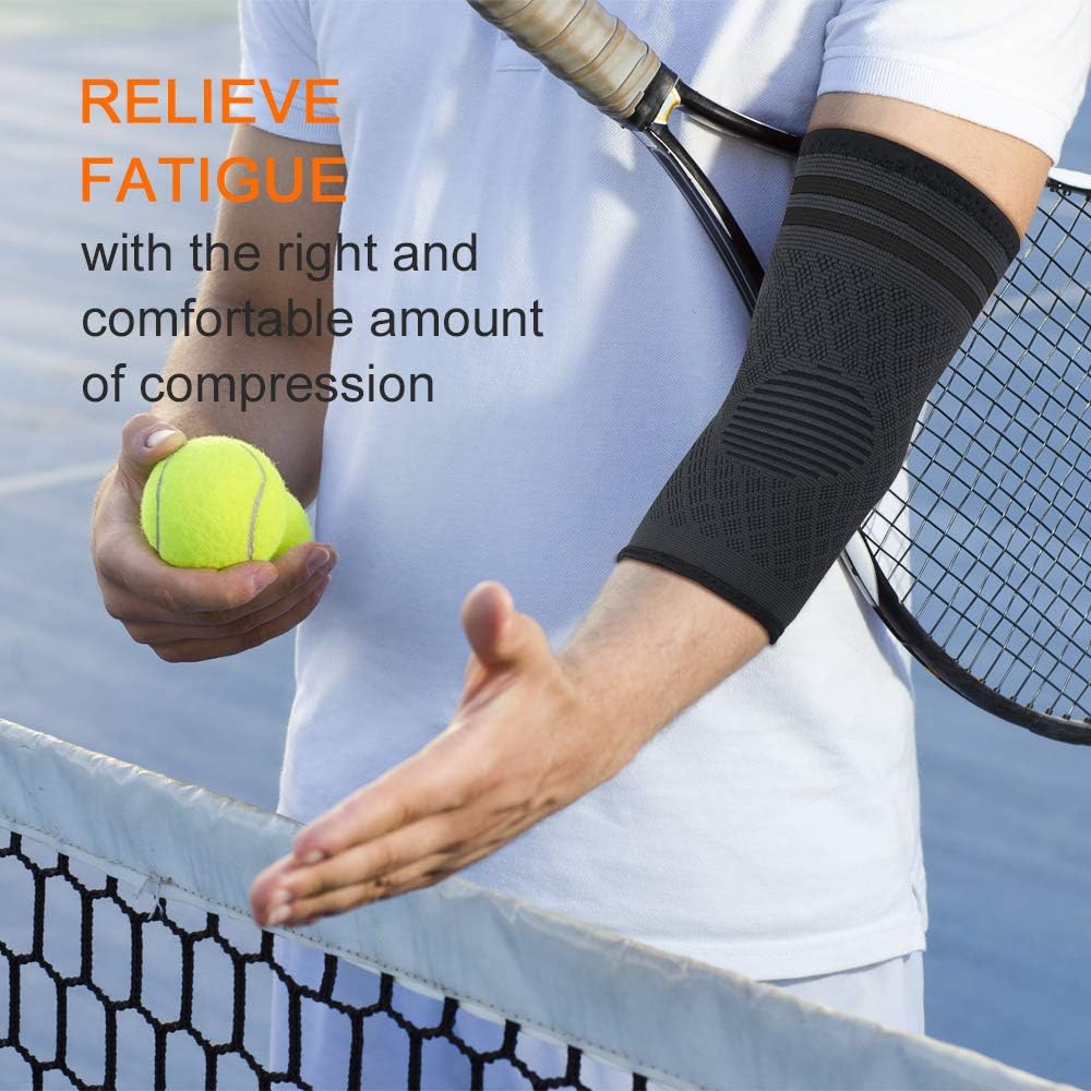 Cambivo 1 Pairs Elbow Brace,Elbow Compression Sleeve for Men and Women, Elbow Support Fit for Tennis,Golf, Basketball(Black,L): Industrial & Scientific