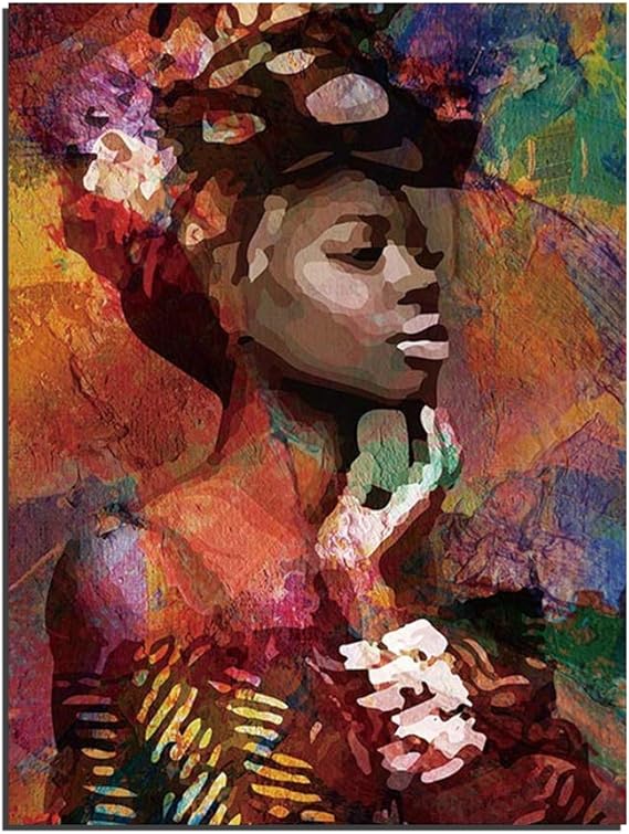 Graffiti Niña Africana Mujer Retrato Lienzo Arte De La Pared