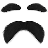 Shzbtdo Fake Mustache and Eyebrows, Funny Halloween Costume Accessories | Self Adhesive, Fake Mustache Bushy Eyebrows for Halloween Costumes