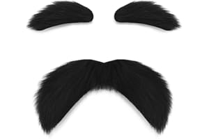 Shzbtdo Mustache and Eyebrows, Funny Cosplay Costume Accessories,Self Adhesive Fake Beard Mustaches Bushy Eyebrows 1
