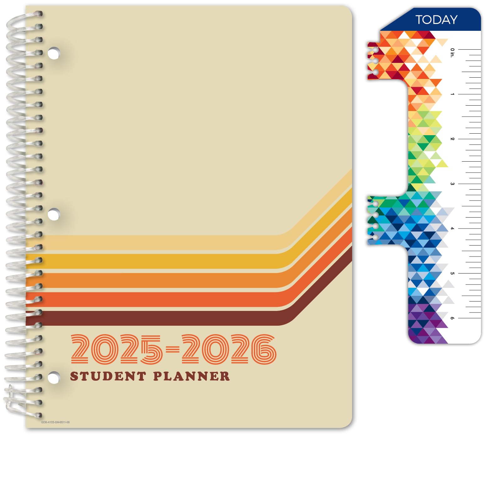 Photo 1 of Global Datebooks Dated Middle School or High School Student Planner for Academic Year 2025-2026 Includes Ruler/Bookmark and Planning Stickers (Matrix Style - 8.5"x11" - Retro)