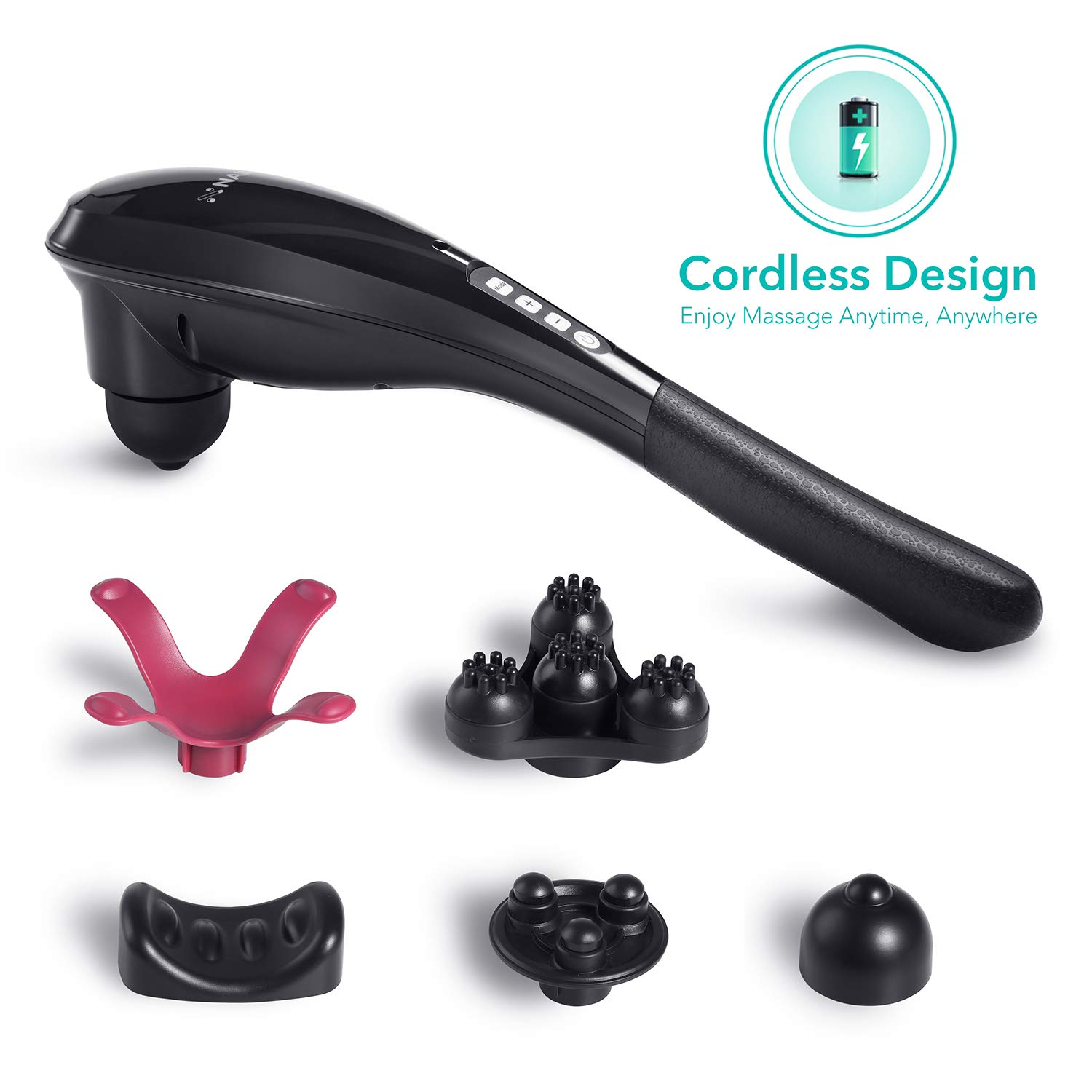 Handheld Back Massager Cordless Rechargeable Deep Tissue Percussion Massage with 5 Vibrating