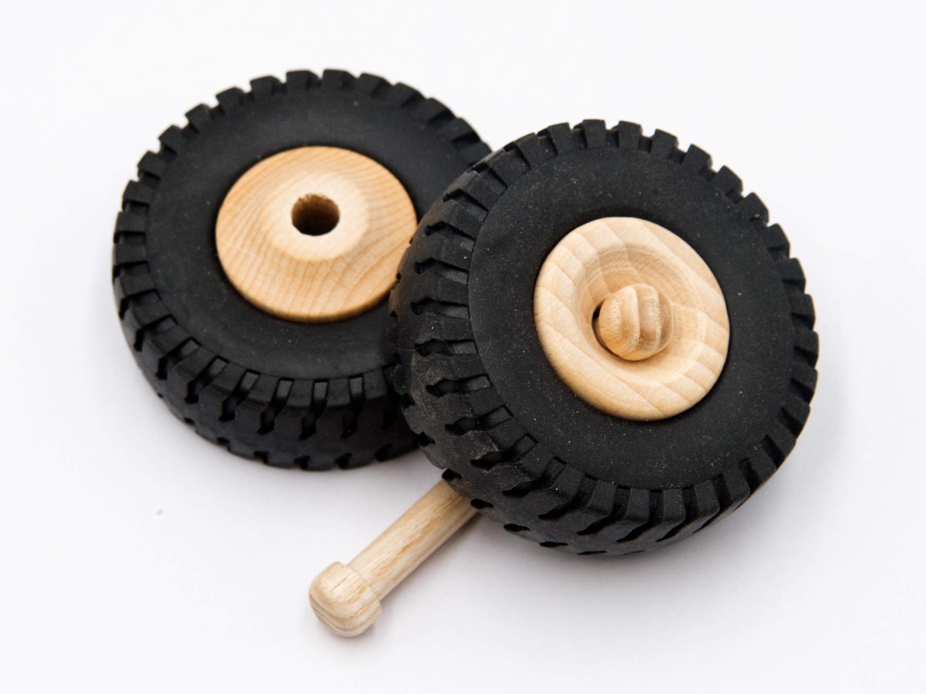 JOWE Wooden Wheels with Rubber Profile 72mm, 2 pcs | Toy Wheel with Rubber Tyre in beech | 72mmx27mm | made in Austria
