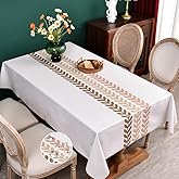 Zobesta Beige Vinyl Tablecloths for Rectangle Tables 55 x 70 Inch, Waterproof Plastic Table Cloth Table Cover Vinyl Tablecloth with Flannel Backing for Kitchen, Party, Picnic, Outdoor Tablecloth