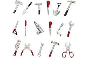 GALAOMA 17PCS 1:12 Miniature Doll House Tools Metal Home Repair Multi-Tool Model Set Fun for Party Dollhouse Decoration Accessories Mini Yard Supplies Creative Pretend Toy (Tool)