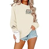 ALLTB Fall Sweatshirts for Women Embroidered Tops: Maple Leaf Crewneck Sweatshirt Casual Long Sleeve Pullover