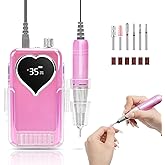 Electric Nail Drill Professional: Rechargeable Nail File with Bits for Acrylic Gel Nails, Professional Nail Drill Manicure Pedicure Polishing Shape Tools for Home Salon