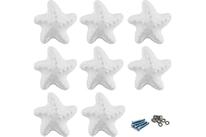 Zerniple White Ceramic Door Knobs Starfish Shape Drawer Pull Handle for Kids Room Cabinet Cupboard Wardrobe Knobs (Come with 