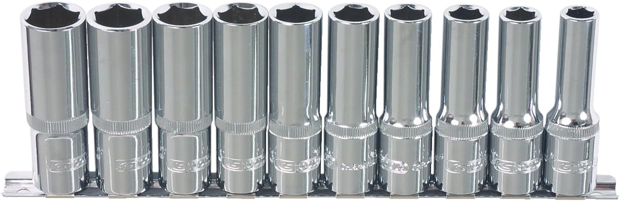 KS Tools 918.061 1/4-inch Chrome+ Socket Set Deep (10 Pieces), Variety Pack