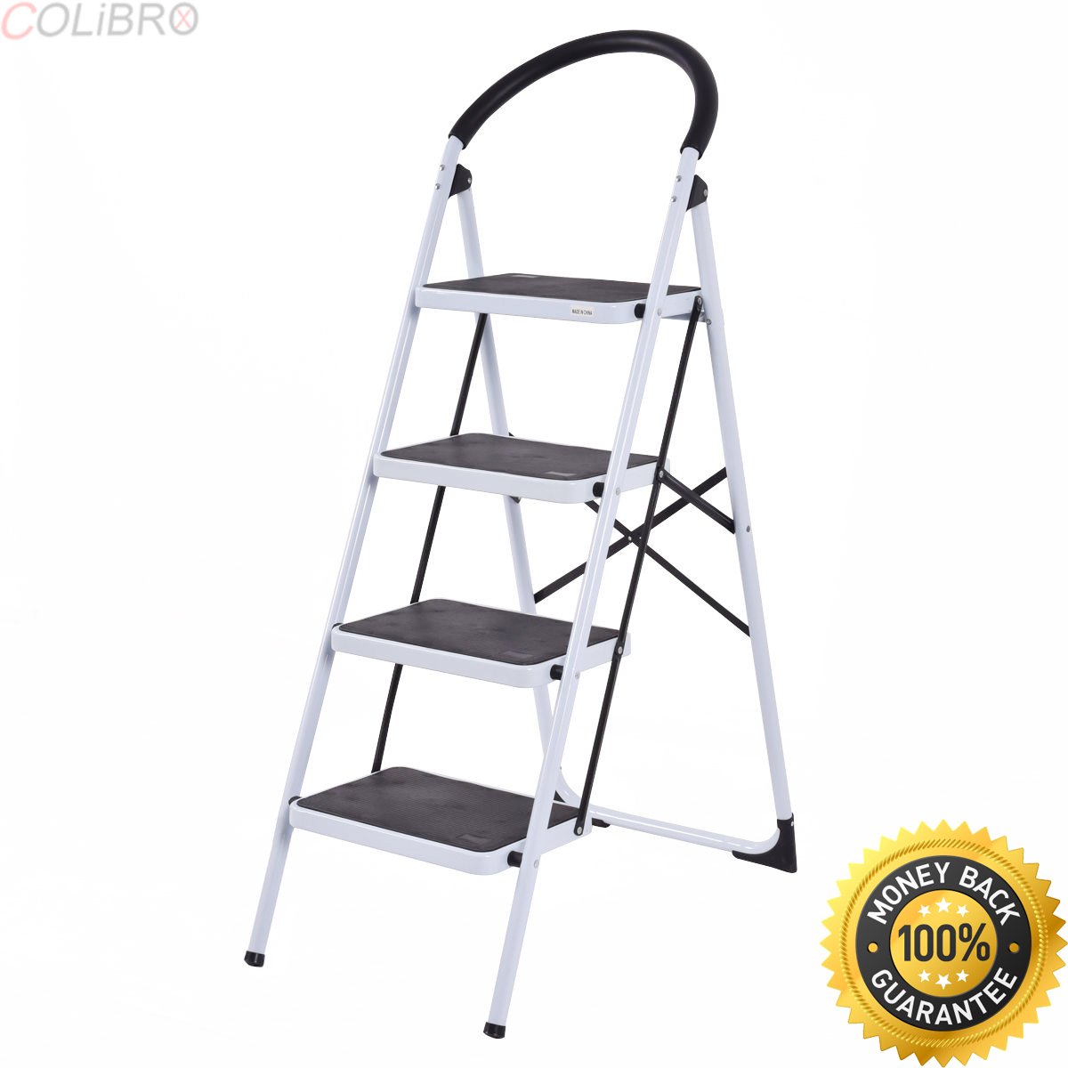 COLIBROX--4 Step Ladder Folding Stool Heavy Duty 330Lbs Capacity Industrial Lightweight. step ladder home depot. 4 step ladder with handrail. home depot step stool. step ladder walmart.