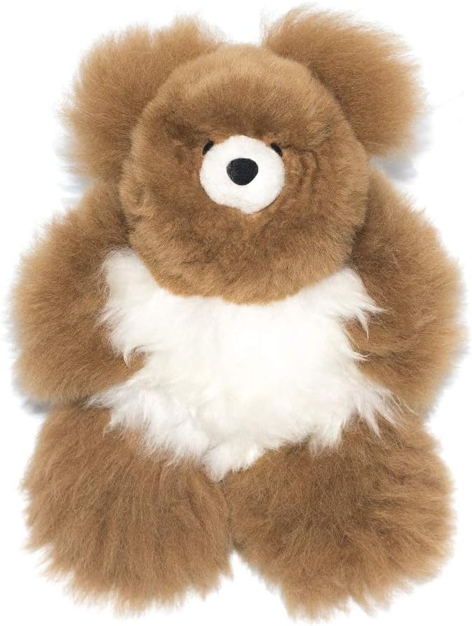 Alpaca Teddy Bear. Soft, Fluffy and Cuddly Stuffed Animal. (Brown and White, 9 inch)