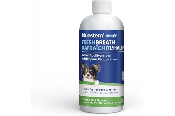 bluestem Dental Care Water Additive for Dogs – No Brushing Daily Teeth Cleaner – Pet Oral Rinse to Freshen Breath & Help Redu