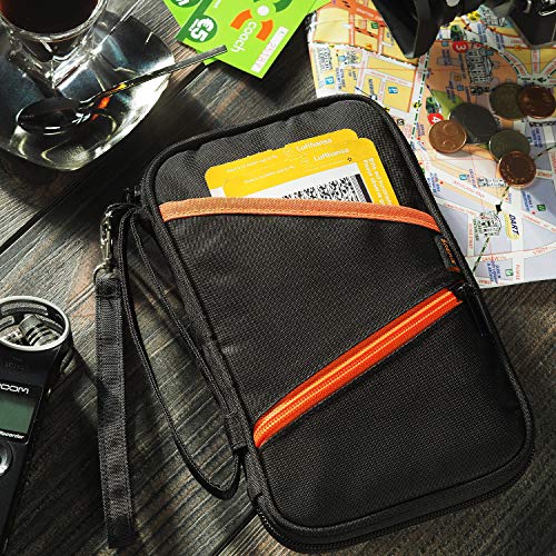 RFID Blocking Travel Wallet and Family Passport Holder Document Organizer Case for Multiple