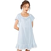 Nanxson Womens' Cotton Nightgown Short Sleeve Sleepwear Vintage Victorian Nightshirt Lounge Dress