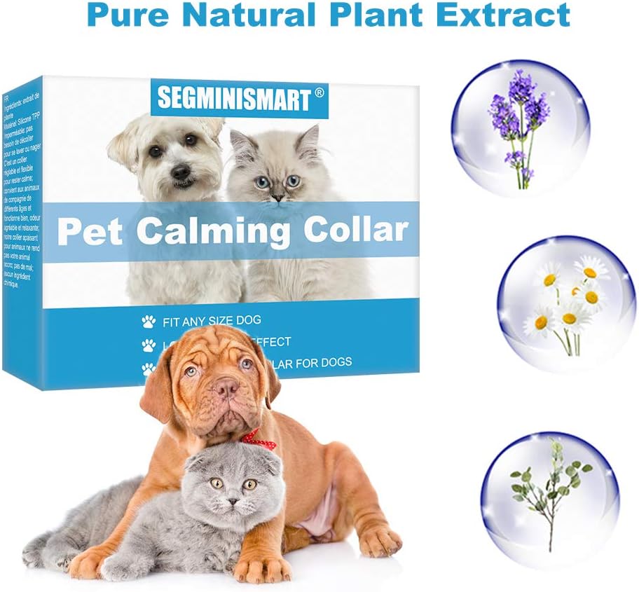 SEGMINISMART Calming Collar for Dogs,Calming Cat Collar,Antianxiety Collar with Adjustable Size
