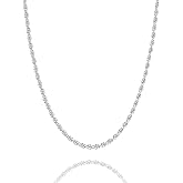 Waitsoul 925 Sterling Silver Rope Chain Lobster Clasp 2/2.5/3/4/5mm Gold Plated/Silver Chain for Men Women Silver Necklace Chain 16/18/20/22/24/26/30 Inches