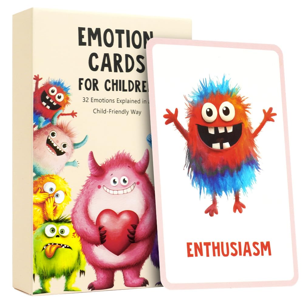 Aolso Emotion Cards for Children,32 PCS Flash Cards for Toddlers,Children's Mindfulness Card,Verbal Aid Flash Card for Reading and Spelling