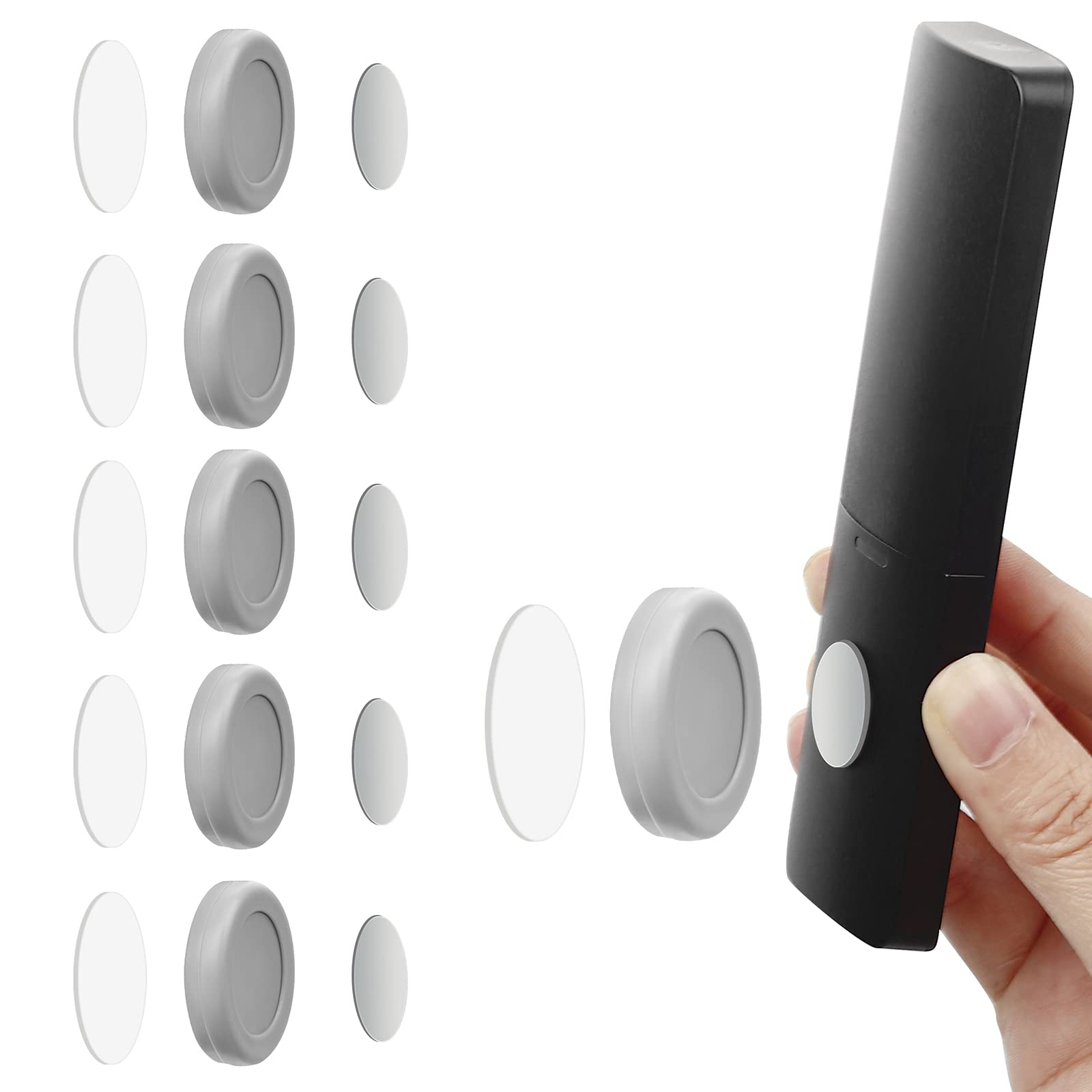 WALLFID Magnetic Remote Control Holder Wall Mount Holders Hole-Free Phone Charging Organizer Storage Containers for Home Office School Supply Storage - Strong Magnet securely Hold (5Pcs, Grey)