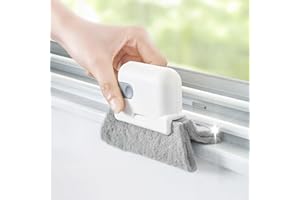 Window Track Cleaning Brush with Handle for Sliding Door Gaps Corners Tiles Sink Baseboards Blinds Crevices Use(White,2PCS)