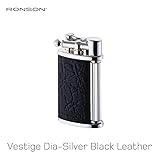 Ronson Vestige Silver Black Leather Soft Flame Gas