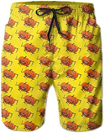 Pumpkin With Spider Men's Summer Swim TrunksM