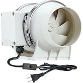 Moonjor 3inch Inline Duct Fan Extractor | 110 CFM, Button Switch, Metal Clamps, Duting Exhaust Fan, for Kitchen, Hydroponics, 3D Printer, HVAC