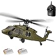 Wauvmoss K170 UH60L RC Helicopter, Remote Controlled Helicopter for Adults Beginners, 2.4G 4CH RC Plane 6-Axis Gyroscope Altitude Hovering Military Aircraft Aileronles (2 Batteries)