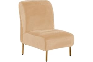 ZC MALL Velvet Armless Accent Chair Slipcover,High Stretch Fleece Armless Accent Chair Slipcovers,Stylish Luxury Furniture Cover Velvet Plush Stretch Armless Chair Slipcover,Velvet-Camel