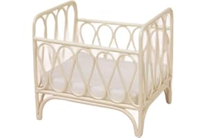 Dollhouse Bed 1/12 Scale Metal Doll House Bed, Cute Realistic Miniature Baby Crib Cradles for Dollhouse Bedroom Furniture, Wh