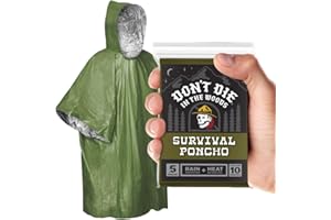 Don't Die In The Woods - Rain + Heat Emergency Poncho - Wearable Mylar Space Blanket For Hiking, Camping, First Aid, Survival
