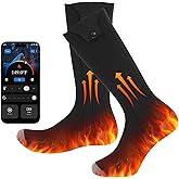 Heated Socks for Men Women with 7000mAh*2 Battery and APP Control, Rechargeable Heated Socks for Camping Fishing Cycling Skiing Hiking