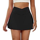 Womens Tennis Skirt with Pockets Shorts Crossover Golf Skorts Side Split Athletic Skirts Mini Skort Workout