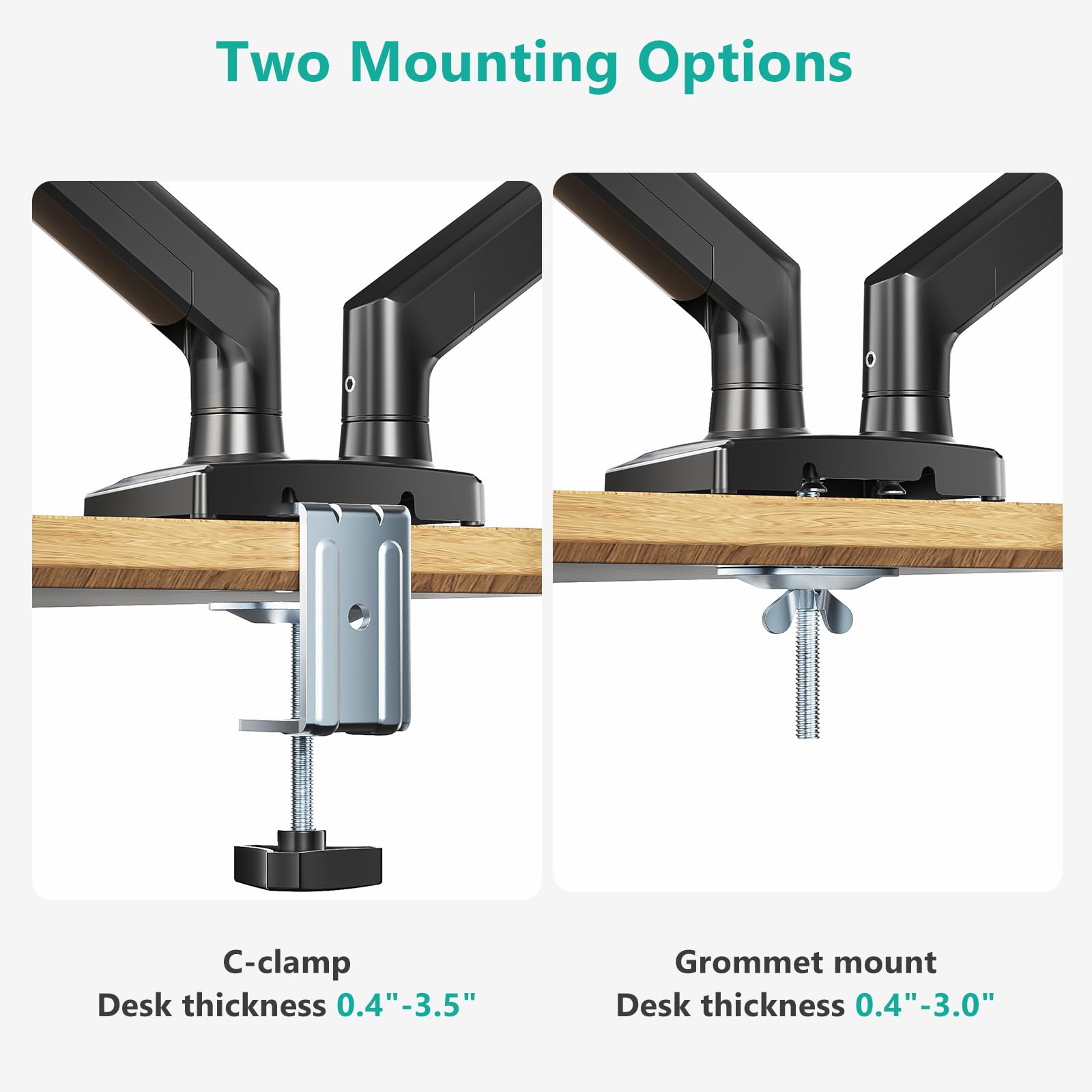 WALI Dual Monitor Stand for 17-32 inch Computer Screens, Dual Monitor Arms for 2 Monitors Holds up to 22 lbs, Height Adjustable Gas Spring Dual Monitors Mount, VESA 75x75/100x100mm (GSMP002N), Black