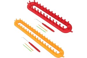 Wmzjnljy 2pcs Knitting Loom Kit With Hook Long Loom Machine Weaving Set DIY Handmade Making Tools for Adults,Hats,Scarves,Soc