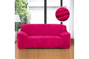 vannawong Ultra Soft Velvet Solid Colors Armchair Sofa Slipcover, Spandex Elastic Loveseat Furniture Protection Couch Wrap, Non Slip Dustproof Covers for Living Room Fuchsia 76"-90"
