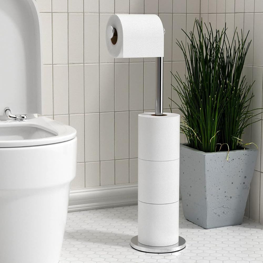 niffgaff Stainless Steel Freestanding Toilet Roll Holder, Anti Rust Design