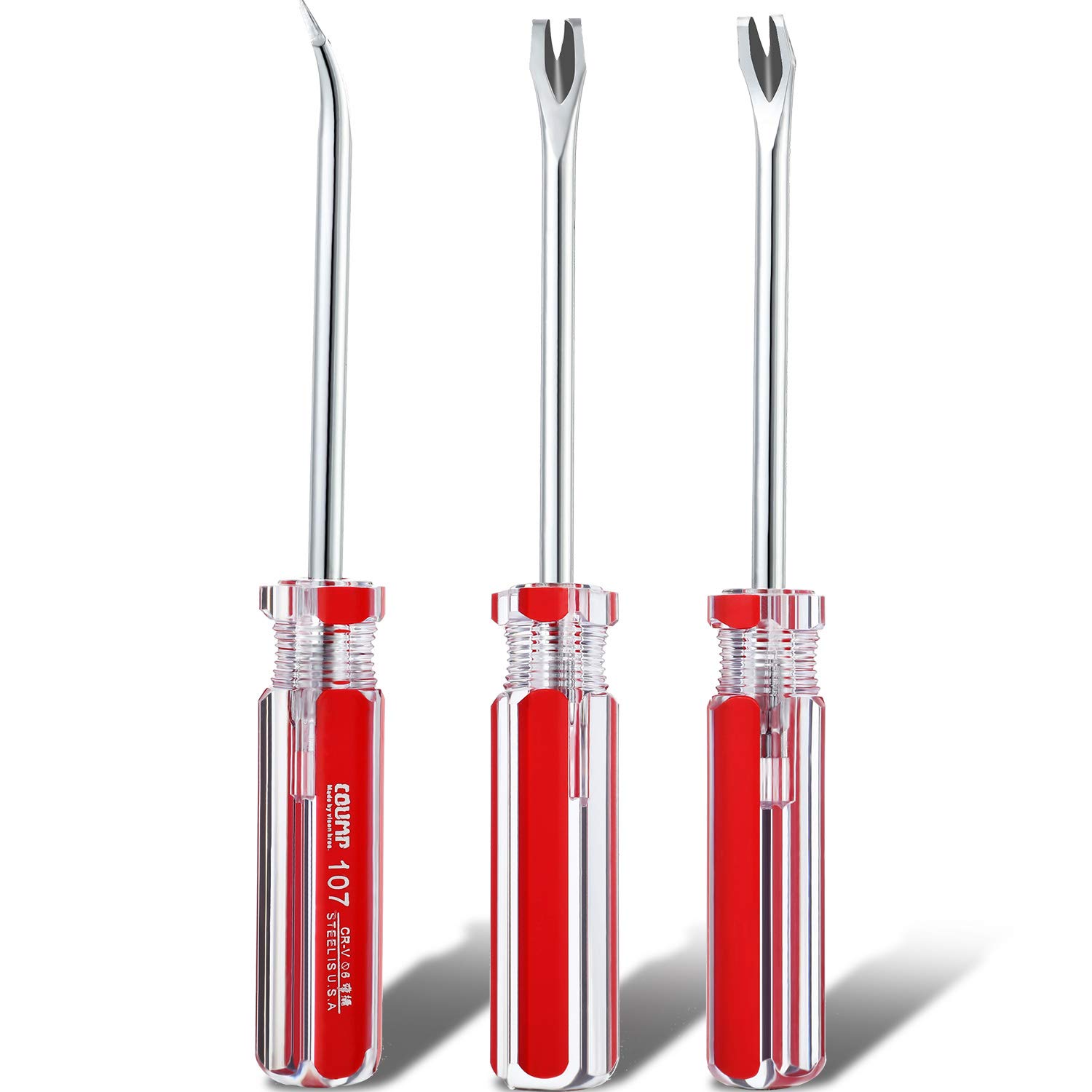 3 Packs Tack Lifter 3 mm U Tip Nail Staple Rivet Tack Puller Screwdriver Upholstery Staple Remover Tool for Furniture