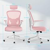 nasPaluro Office Desk Chair High Back Ergonomic Swivel Pink with Adjustable view 7