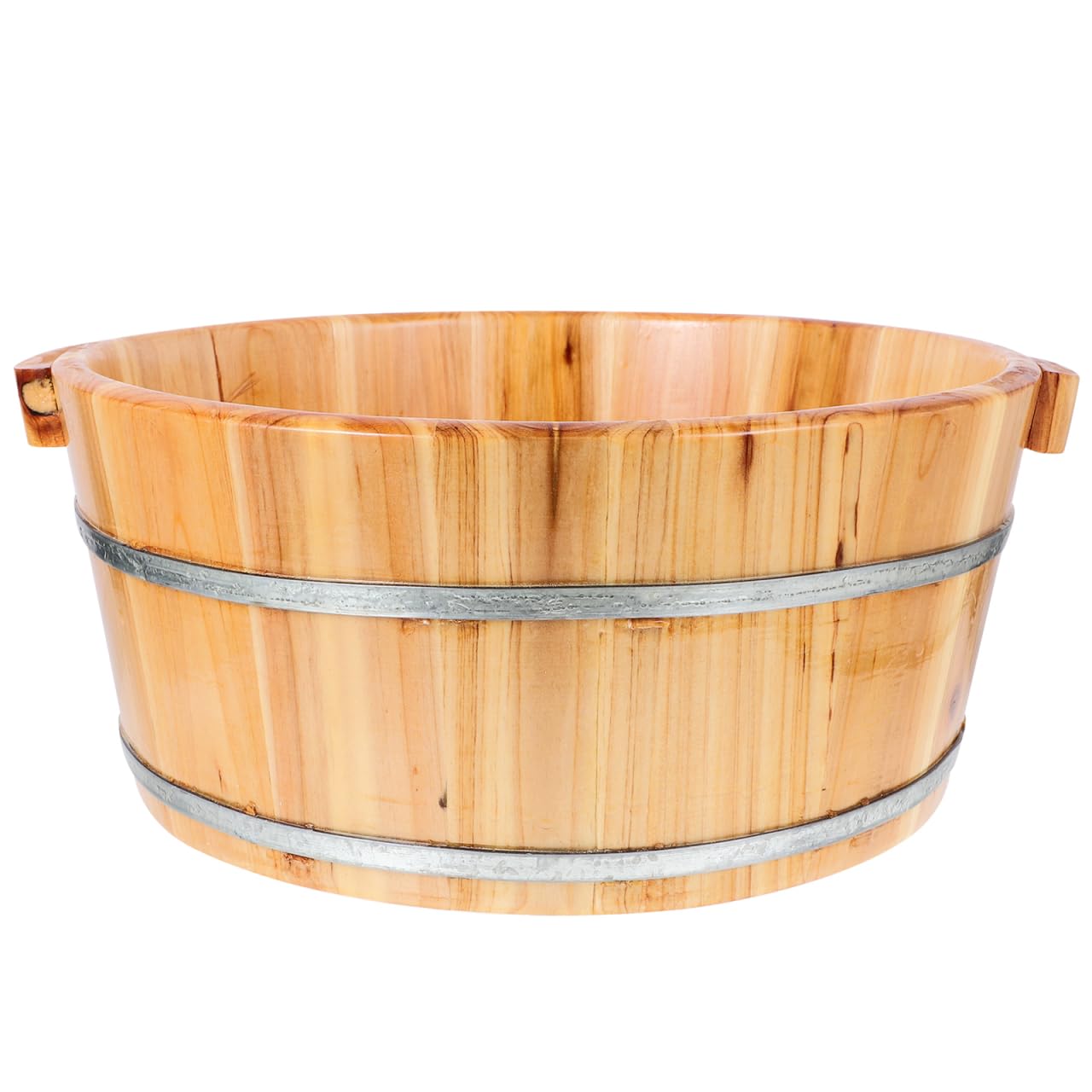 Photo 1 of DEARMAMY Wooden Foot Bath Basin - Thickened Spa Pedicure Soaking Bucket for Feet Washing, Home Use, Herbal Soaks (Light Brown, 13.76x11.79x6.29 inches) - Portable Foot Wash Bucket