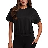 Spyder Womens Cinched Hem Crop Tops - Breathable Smooth Short Sleeve Shirts for Women Crewneck Cute Crop Tops Basic Tees