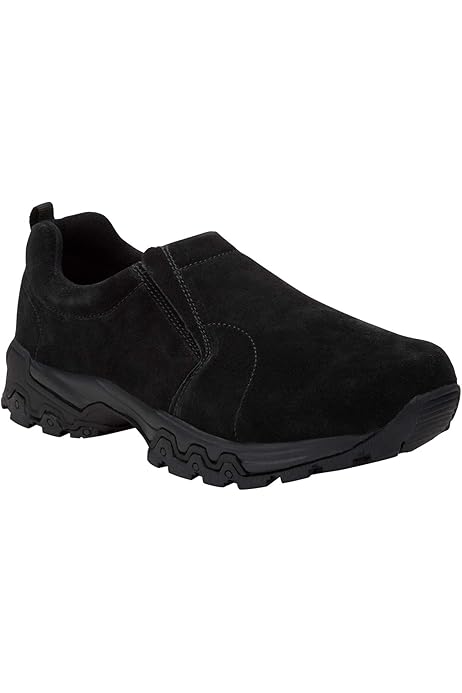 mens wide fit black slip on shoes
