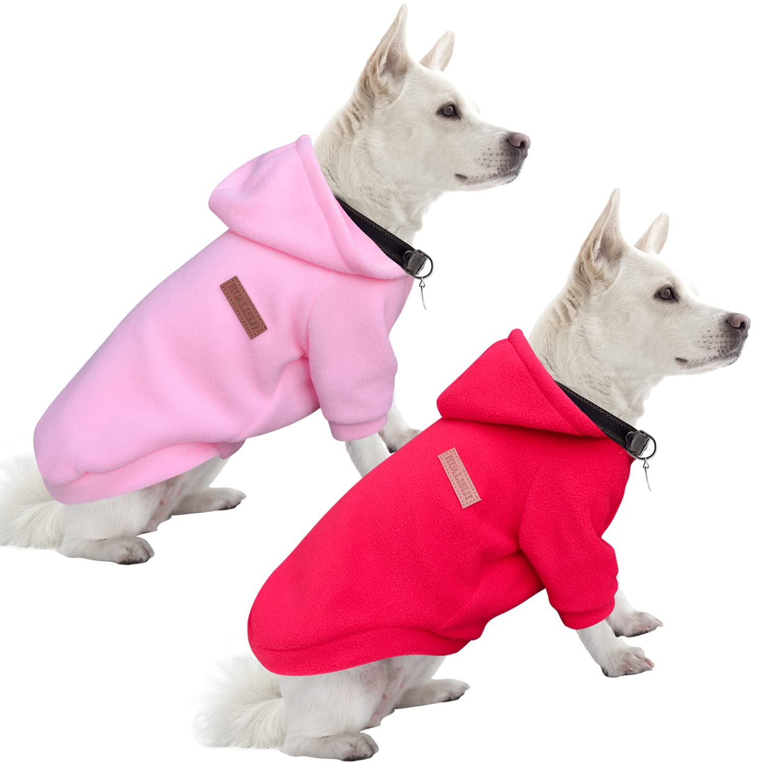 HuaLiSiJi Dog Hoodie Dog Sweatshirt Elasticity Fabric is Quite Comfortable, Soft and Warm for the Animal and Easy to Wear (Pink+Red, M)