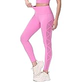 romansong Women's Mesh Leggings Yoga Pants with Pocket, Non See-Through Capri High Waisted Tummy Control 4 Way Stretch