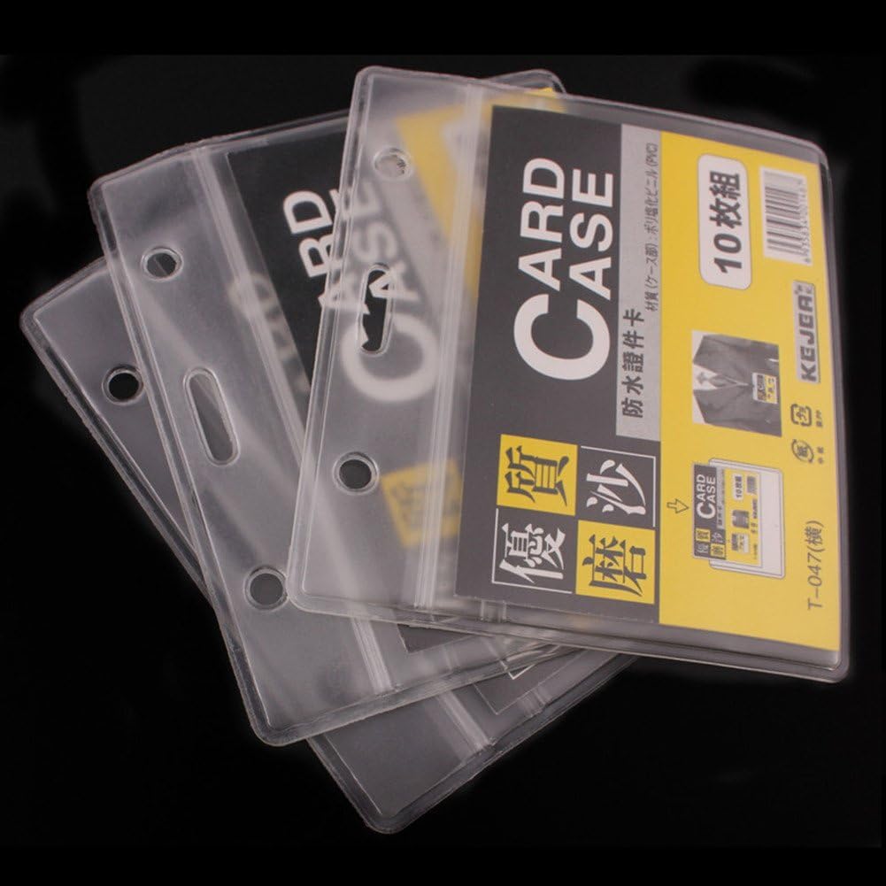 Waterproof Horizontal PVC ID Card, Badge Holder With Resealable Ziplock Top, Best For Business, Pack of 10
