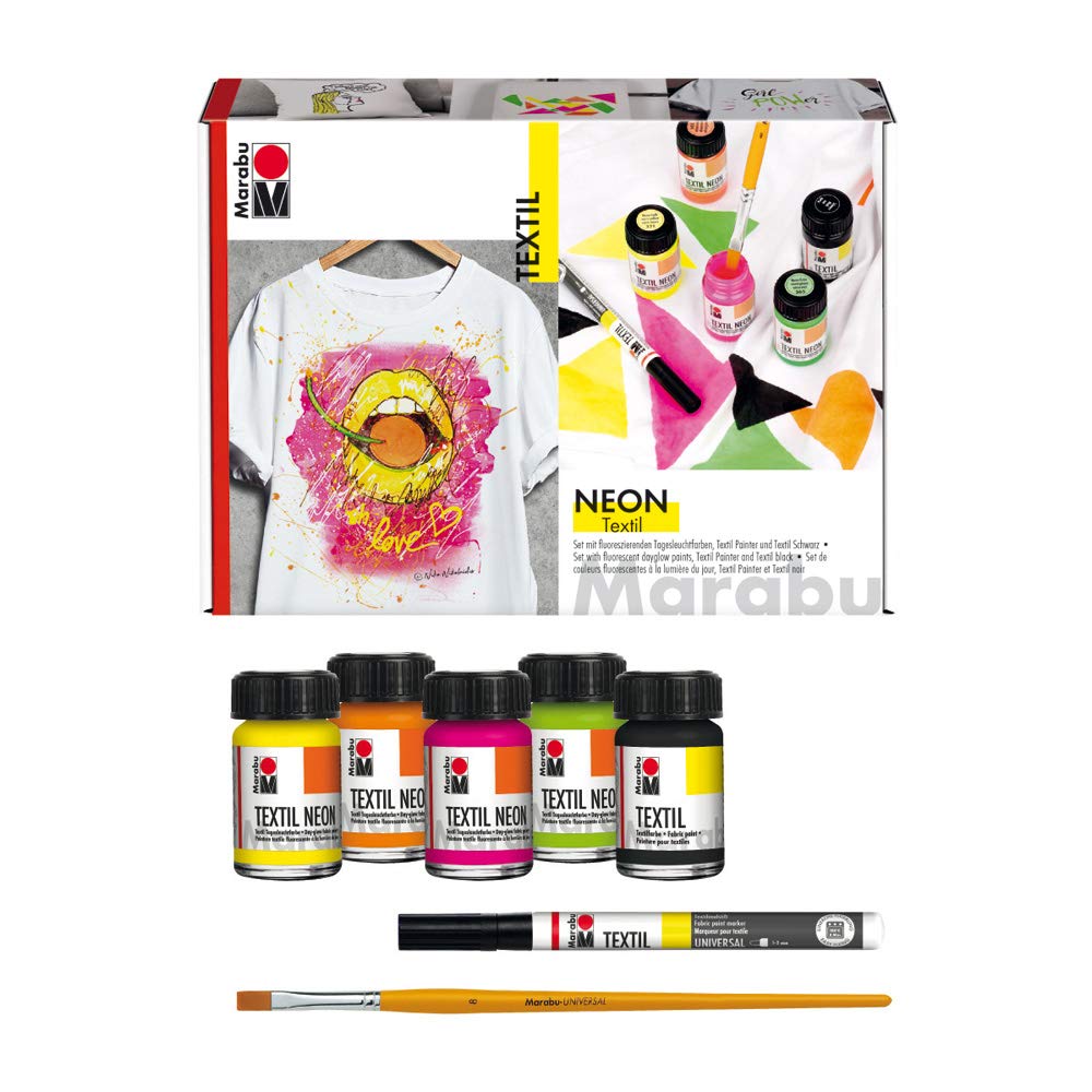 Marabu Textil Neon Fabric Printing Set