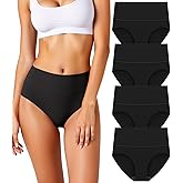 HOHOCHIN Women's Seamless Underwear High Waisted Tummy Control No Show Panties Full Coverage Stretch Briefs 4 Pack