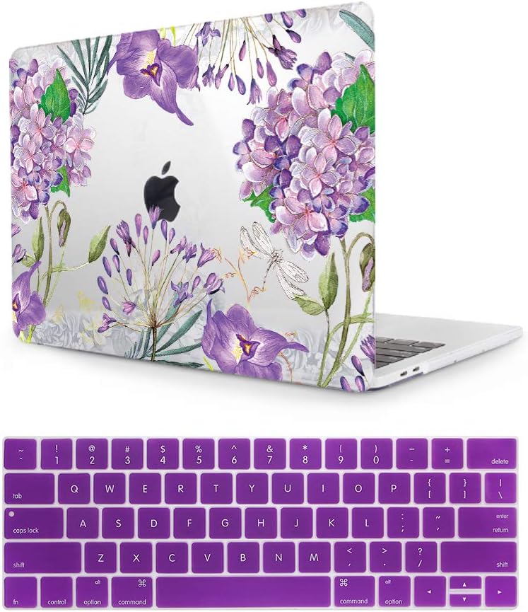 MTAOTAO Plastic Hard Shell Laptop Case Cover for MacBook Pro 13" with Retina Display A1425 A1502 (Release 2012-2015) with Keyboard Cover & Dust Plug -Rose Watercolor Flower