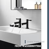 Wasserrhythm Basin Pillar Taps Pair Black Monobloc Twin 1/4 Turn 2PCs view 3